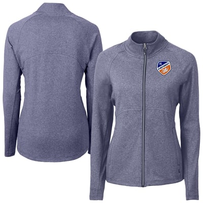  FC Cincinnati Cutter & Buck Women's Adapt Eco Knit Hybrid Recycled Raglan Full-Zip Jacket - Heather Navy